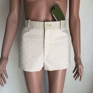 Gucci GG Monogram Jacquard Canvas/Leather Cream/Tan Shorts Women's Size 42(M)